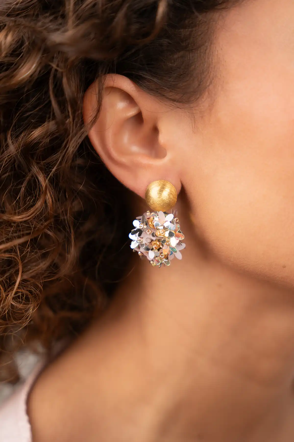 Lott. Gioielli Silver/Lila Oorbellen Daisy Flower Globe M