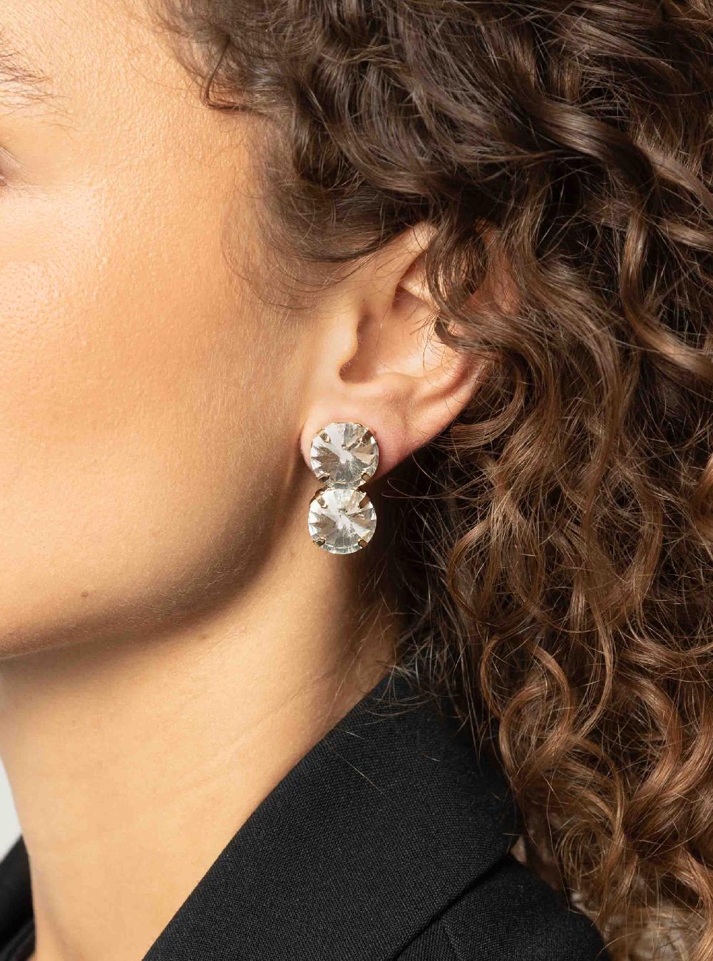 Lott. Gioielli Sjuul Oorbellen Octagon Fall Twee Stenen Kristal