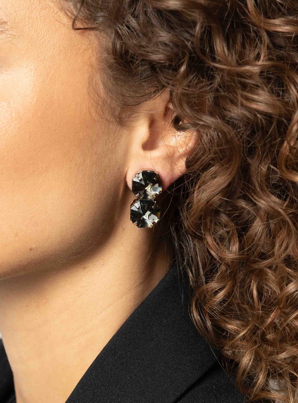 Lott. Gioielli Sjuul Oorbellen Octagon Fall Twee Stenen Zwarte Diamant