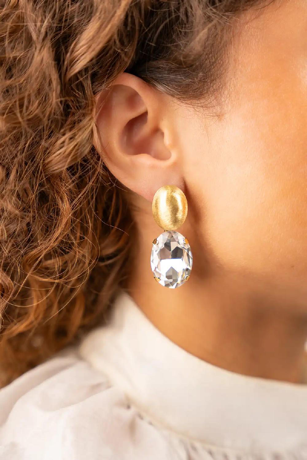 Lott. Gioielli Strass Oorbellen Amelie Ovaal Crystal