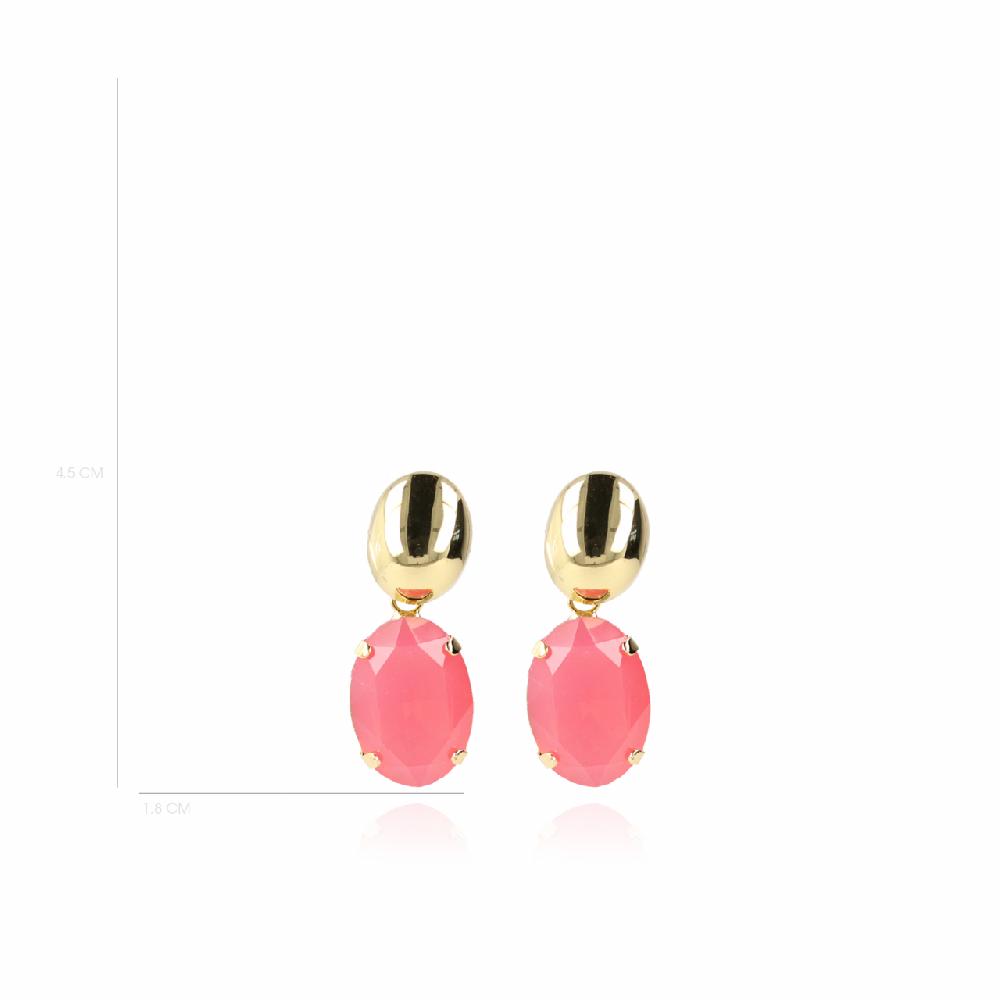 Lott. Gioielli Strass Oorbellen Amelie Ovaal Fuchsia Opaal