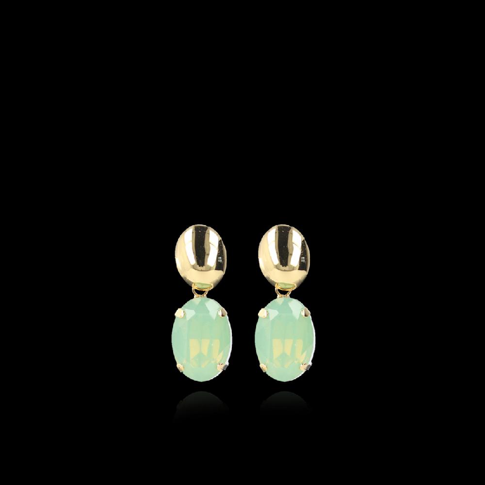 lott. gioielli Strass Oorbellen Amelie Ovaal Licht Groen Opaal