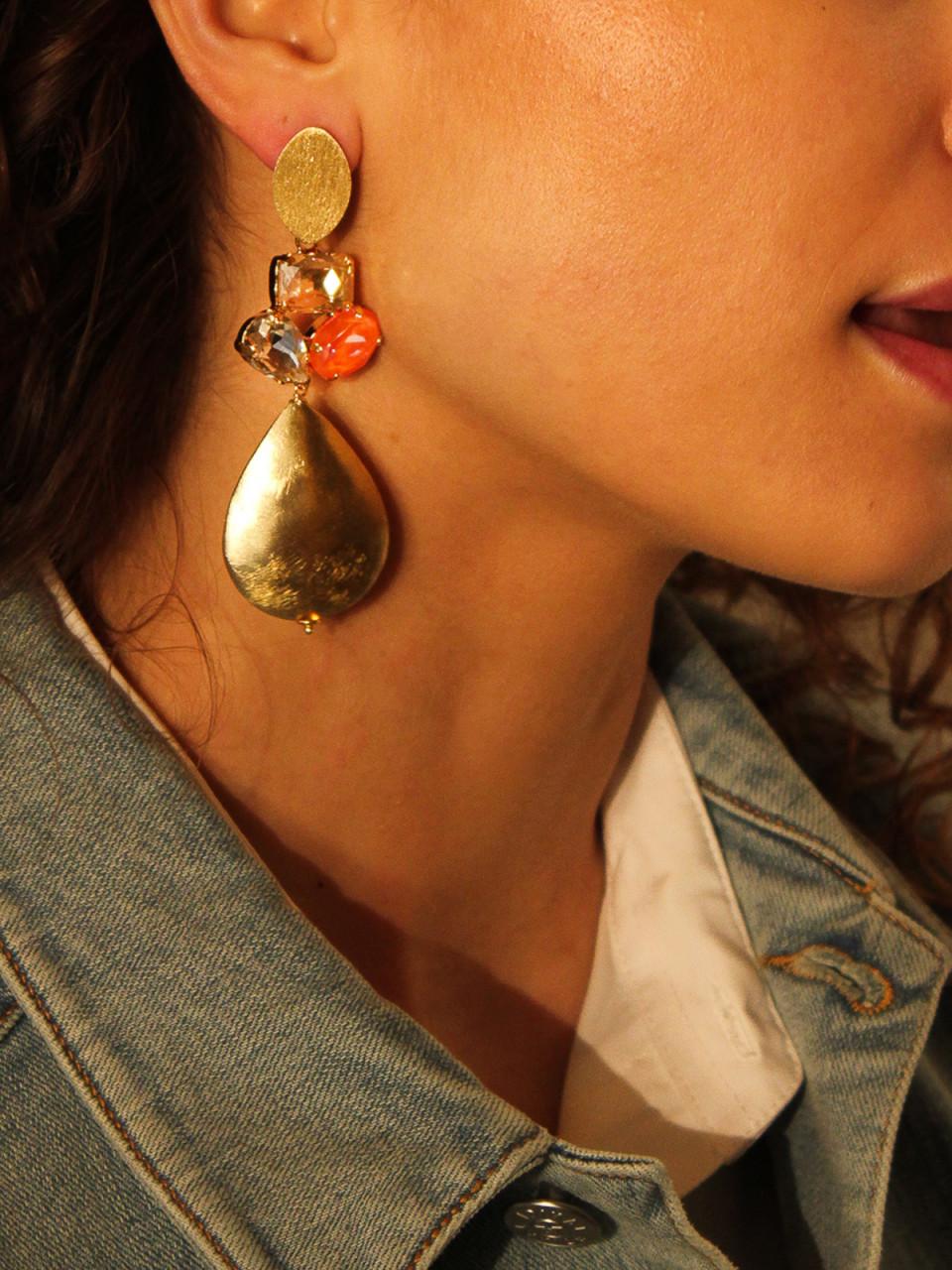 Lott. Gioielli Strass Oorbellen Meike Golden Shadow XL