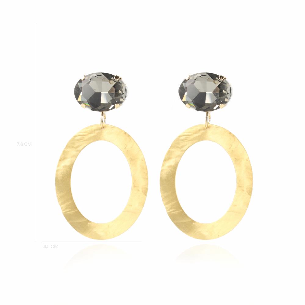 Lott. Gioielli Strass Oorbellen Saskia Ovaal Black Diamond