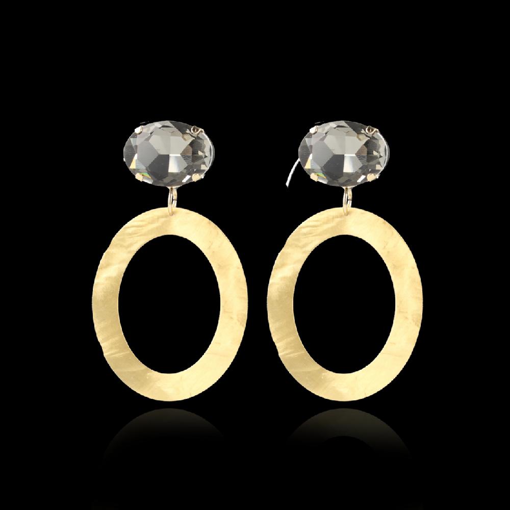 lott. gioielli Strass Oorbellen Saskia Ovaal Black Diamond