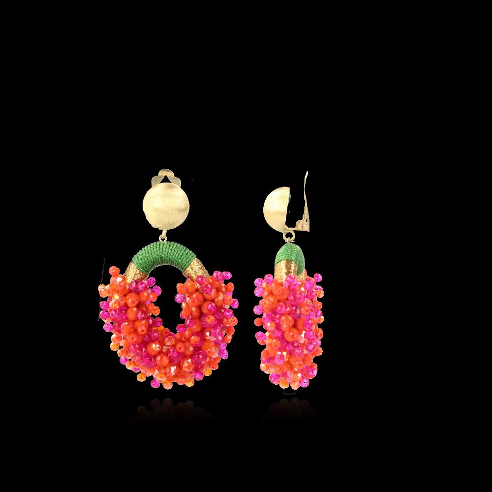 lott. gioielli Tonal Fuchsia Oorbellen Clip Yara Glassberry Ovaal M Double Stones