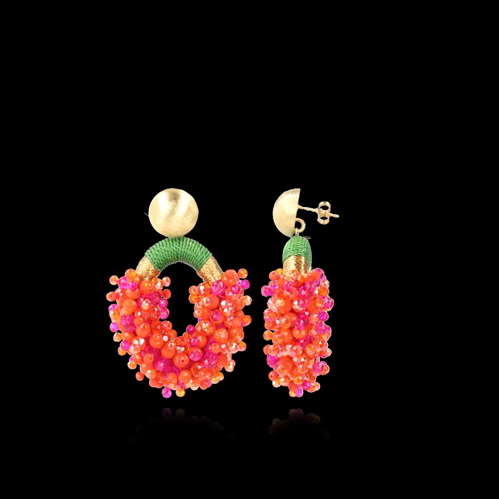 Lott. Gioielli Tonal Fuchsia Oorbellen Yara Glassberry Ovaal M Double Stones