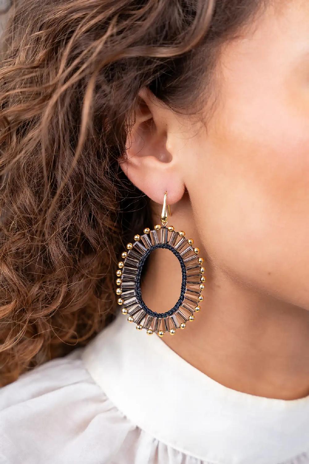 Lott. Gioielli Transparant Black Oorbellen Naomi Ovaal M