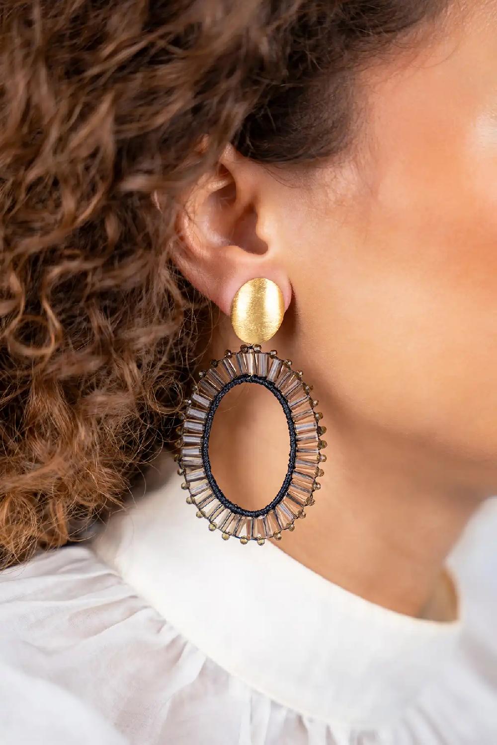 Lott. Gioielli Transparant Black Oorbellen Noami Ovaal L