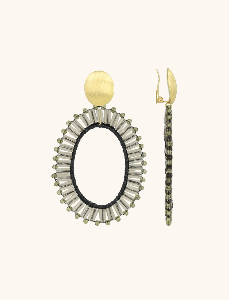 lott. gioielli Transparant Black Oorbellen Noami Ovaal L Clip