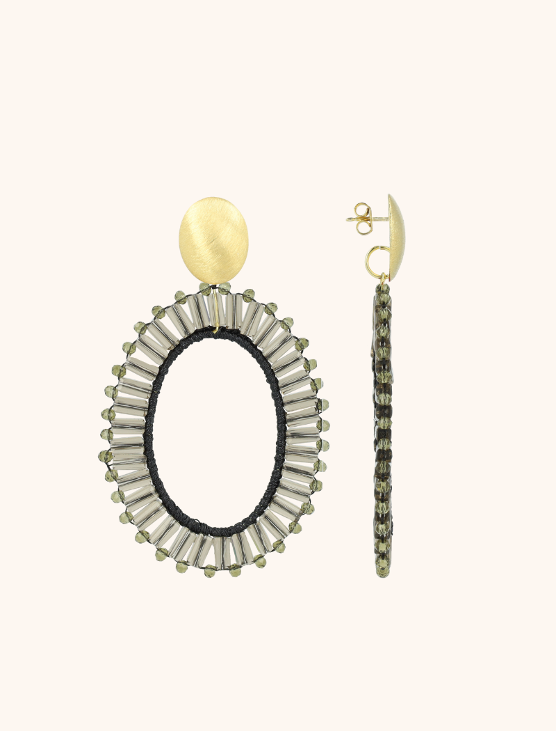 Lott. Gioielli Transparant Black Oorbellen Noami Ovaal L