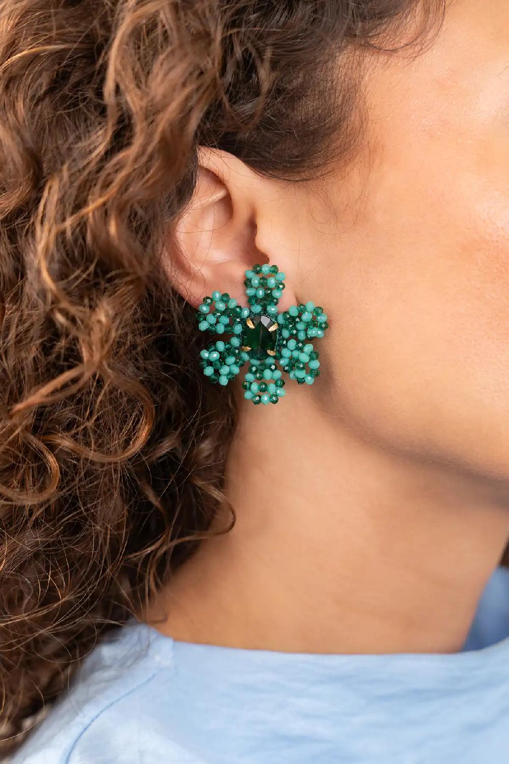 Lott. Gioielli Turquoise Oorbellen Madelief Blooming Flower M