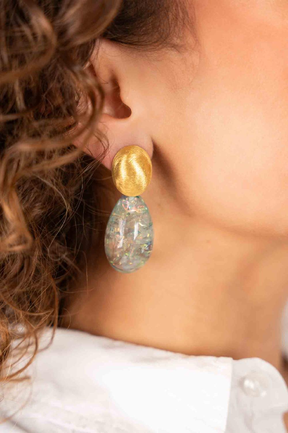 Lott. Gioielli Turquoise Oorbellen Merel Ovaal Druppel