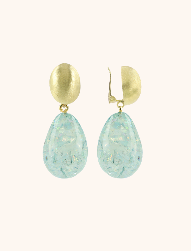 lott. gioielli Turquoise Oorbellen Merel Ovaal Druppel Clip