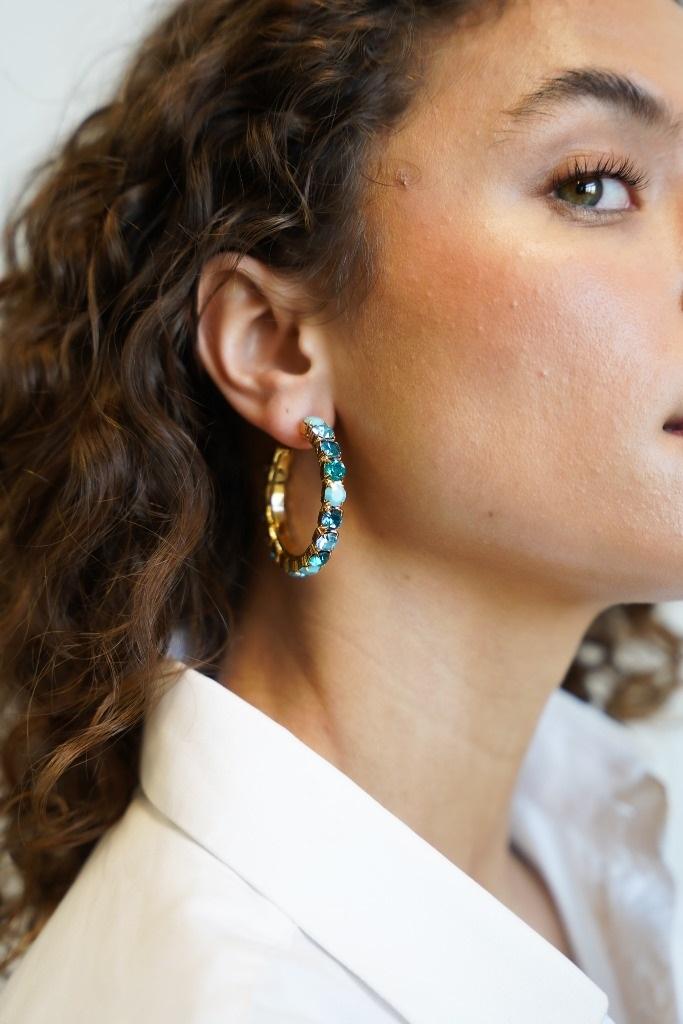 Lott. Gioielli Turquoise Oorbellen Strass Julliette Creool
