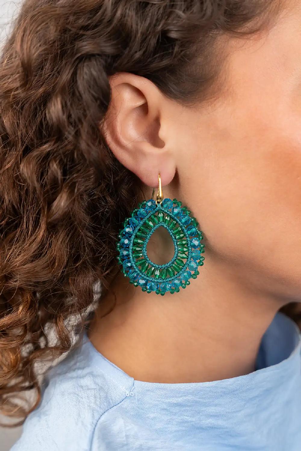 Lott. Gioielli Turquoise Oorbellen Vos Open Drop L Irr. Stones