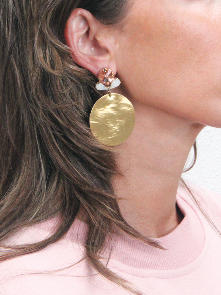 Lott. Gioielli Vintage Strass Oorbellen Flower Hammerd Element L