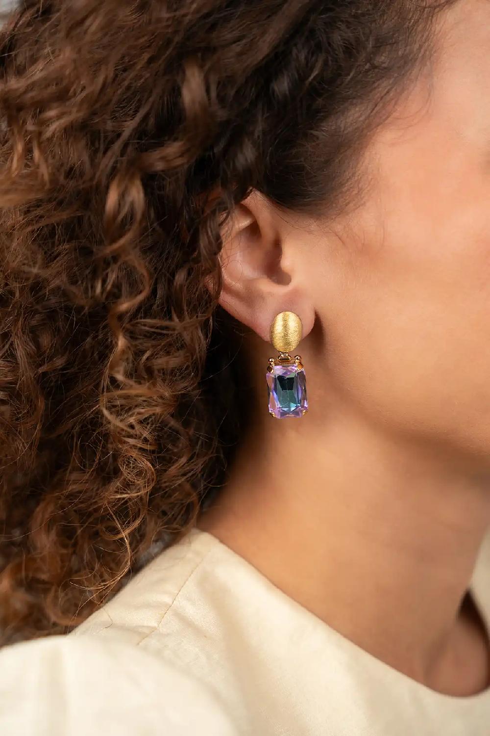 Lott. Gioielli Violet/Aquamarine Oorbellen Daan Oval Pendant M