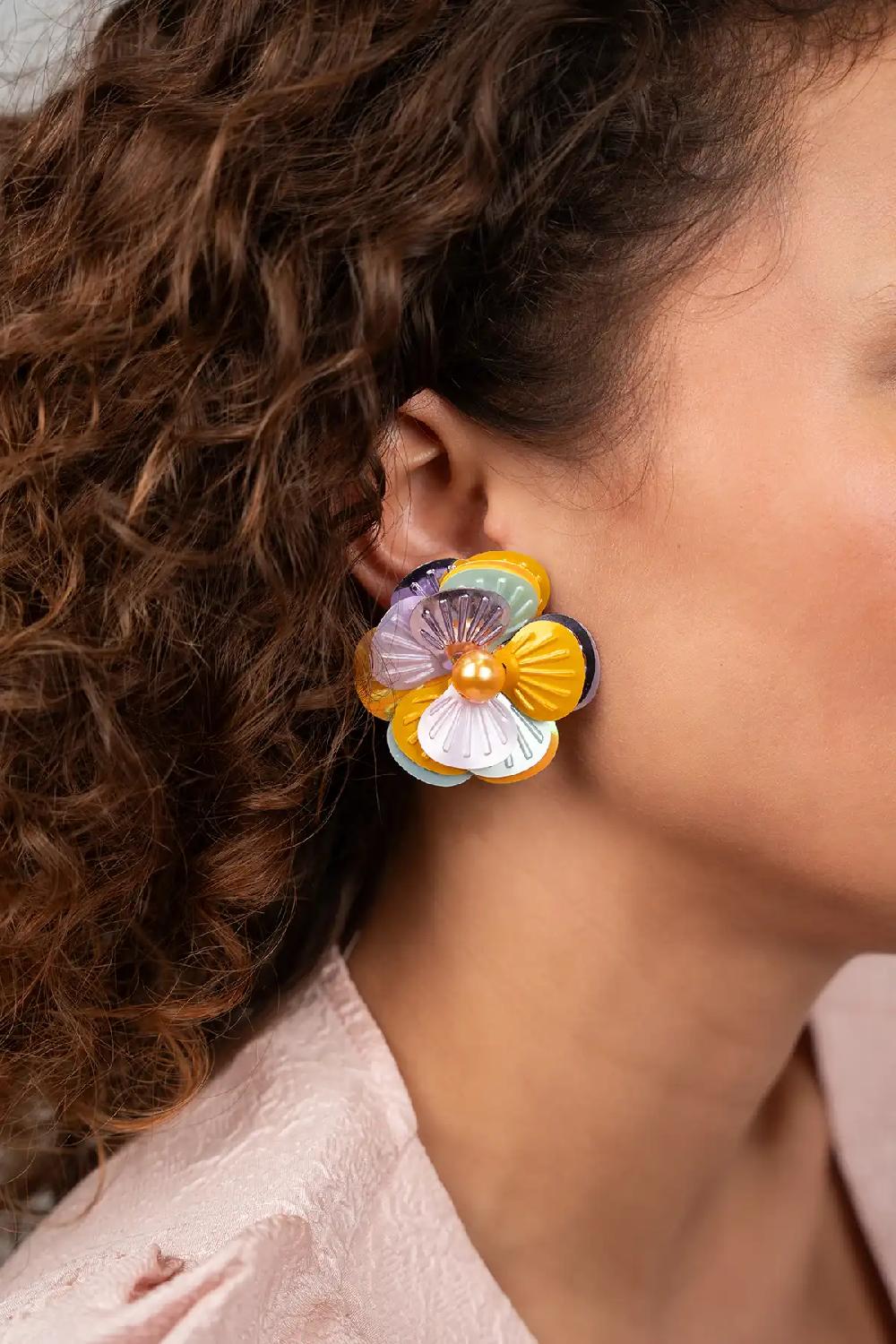 Lott. Gioielli Yellow/Lavender/Mint Oorbellen Dianthe Flower Bomb