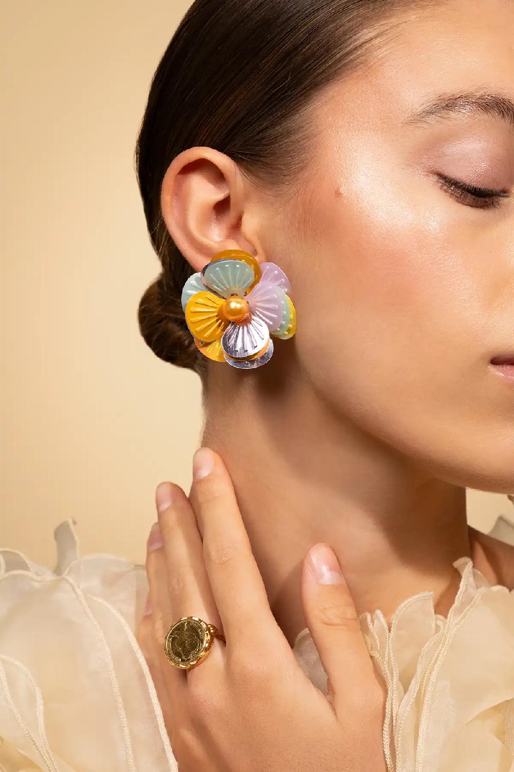 Lott. Gioielli Yellow/Lavender/Mint Oorbellen Dianthe Flower Bomb