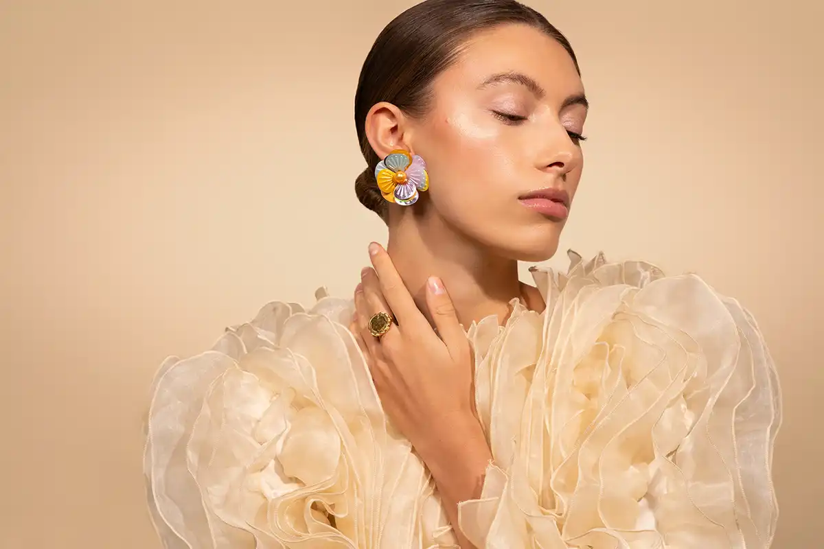 Lott. Gioielli Yellow/Lavender/Mint Oorbellen Dianthe Flower Bomb