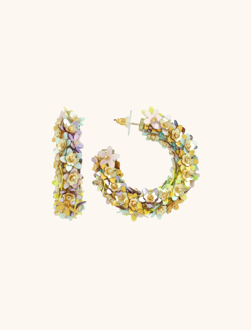 lott. gioielli Yellow/Lavender/Mint Oorbellen Jasmijn Flower Creole M