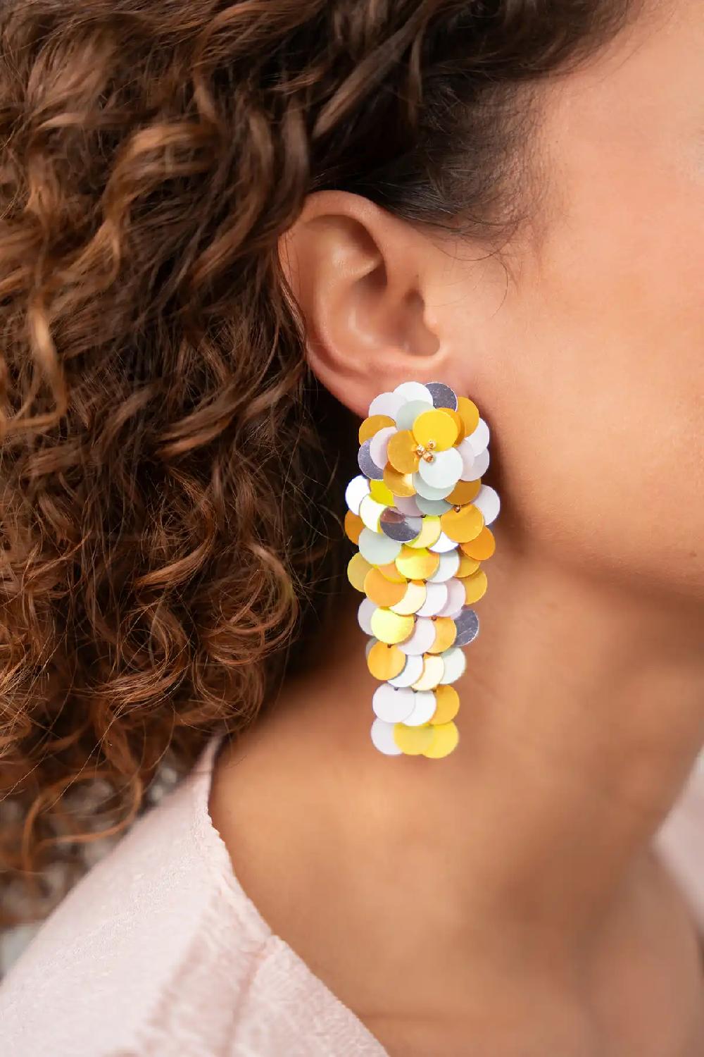 Lott. Gioielli Yellow/Lavender/Mint Oorbellen Linde Sequin Waterfall L