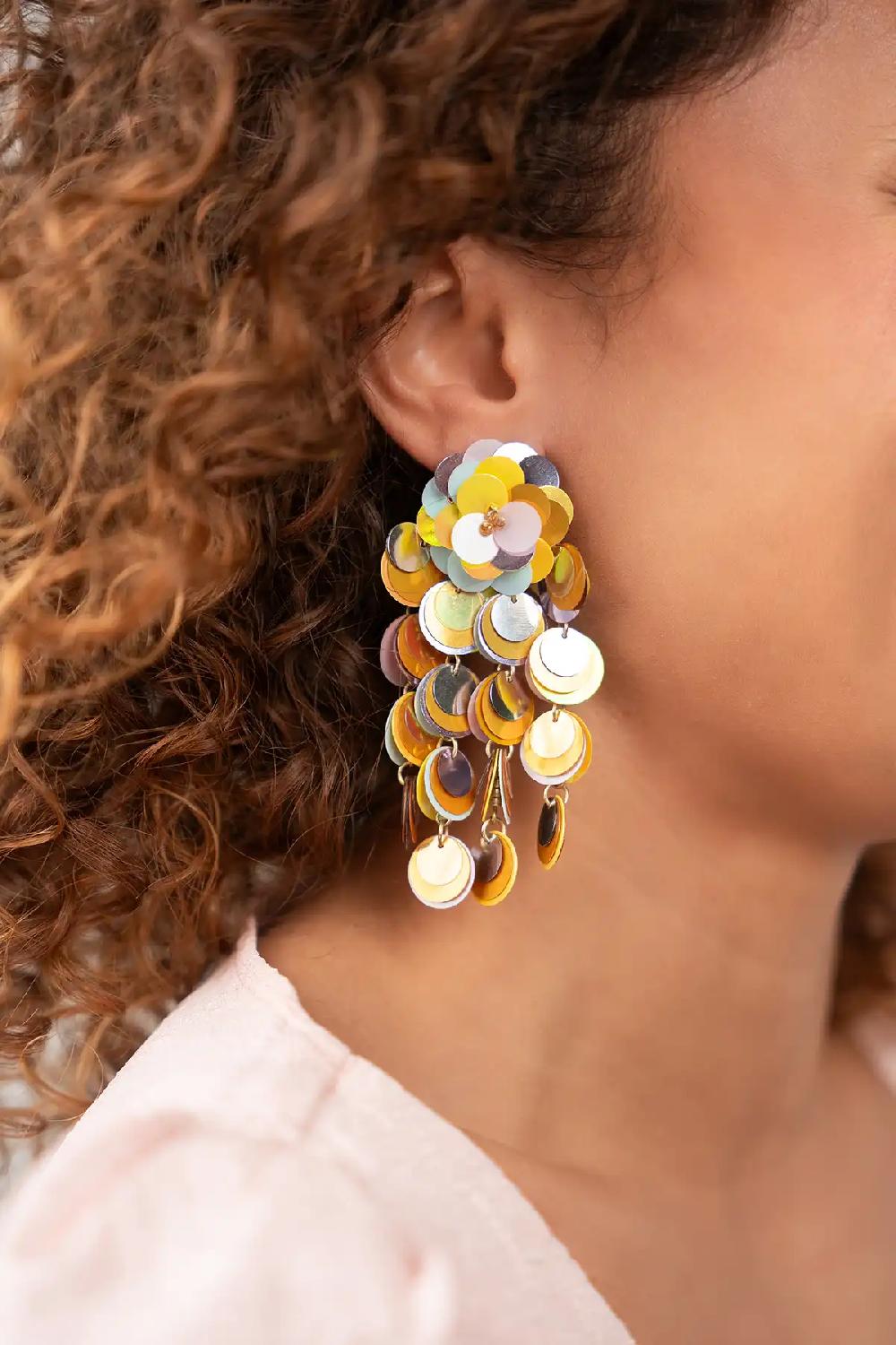 Lott. Gioielli Yellow/Lavender/Mint Oorbellen Mira Sequin Wild Waterfall