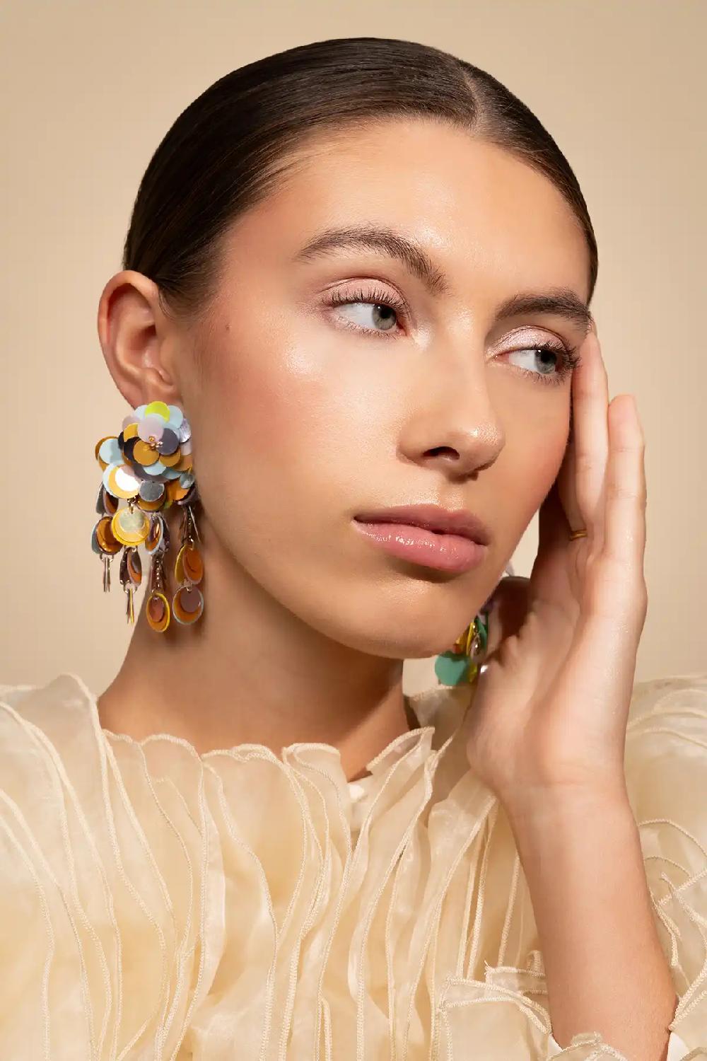 Lott. Gioielli Yellow/Lavender/Mint Oorbellen Mira Sequin Wild Waterfall