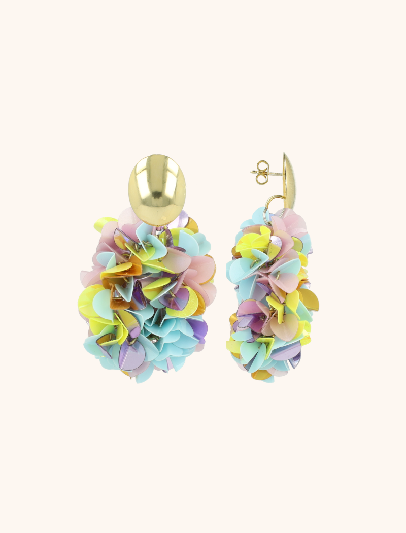 lott. gioielli Yellow/Lavender/Mint Oorbellen Sas Sequin Oval M