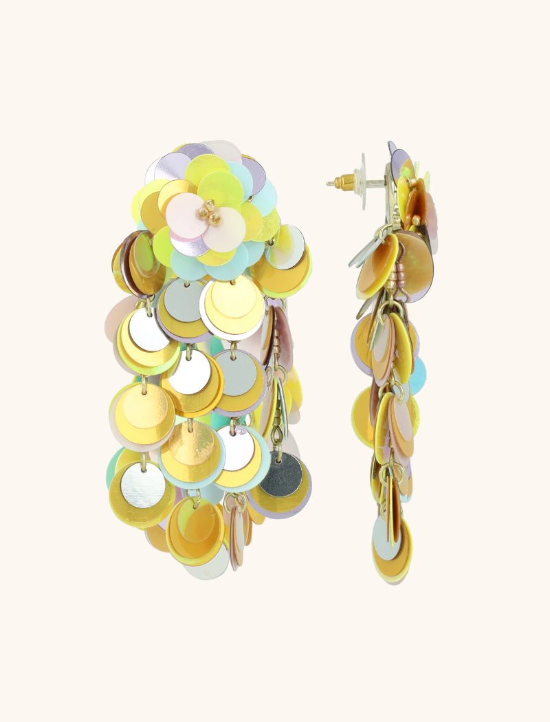 lott. gioielli Yellow/Lavender/Mint Oorbellen Veerle Double Sequin Waterfall