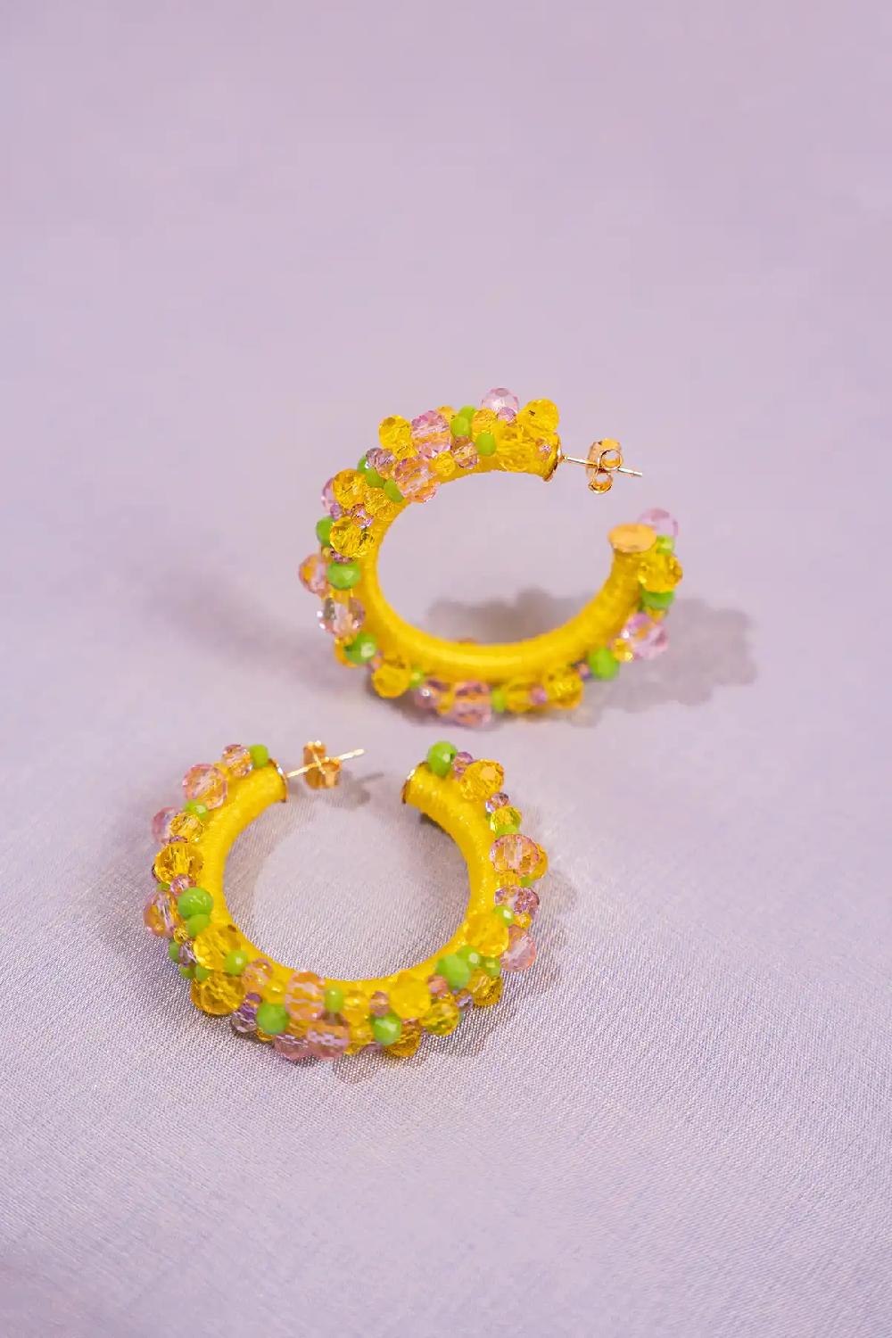 Lott. Gioielli Yellow Lime Mix Oorbellen Brecht Urchin Creole Irregular Stones M