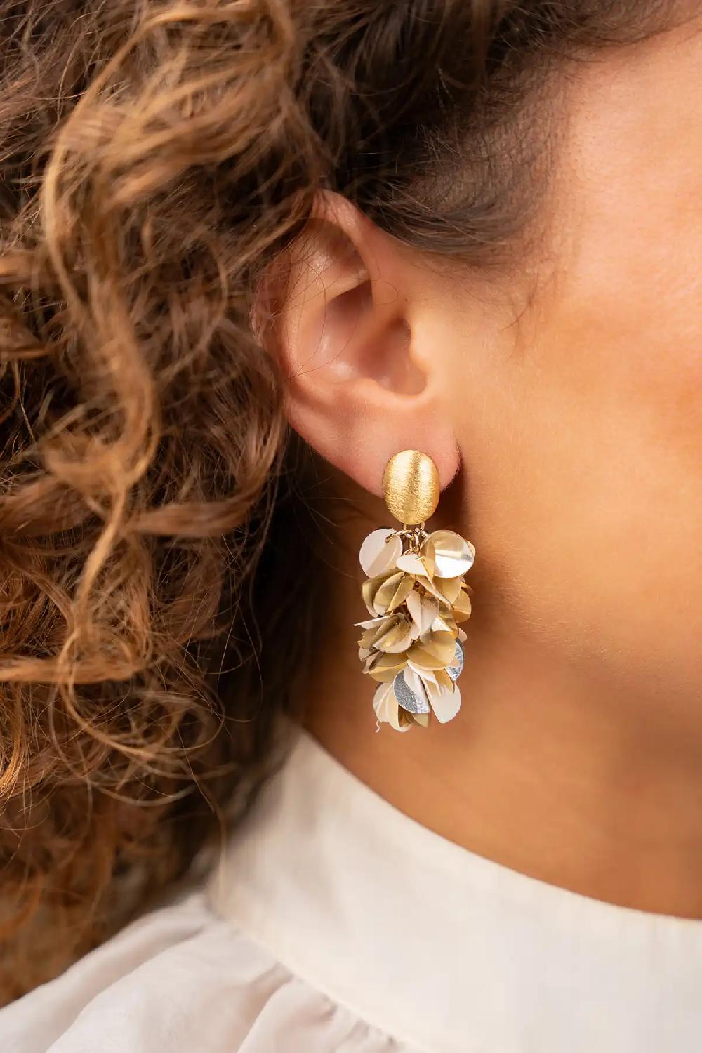 Lott. Gioielli Zilver Gouden Sequin Snake Oorbellen M