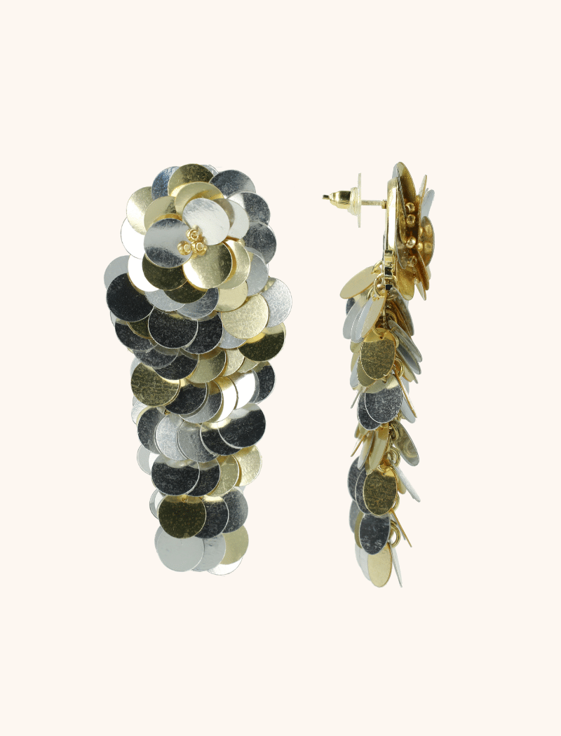 lott. gioielli Zilver Gouden Sequin Waterfall Oorbellen L