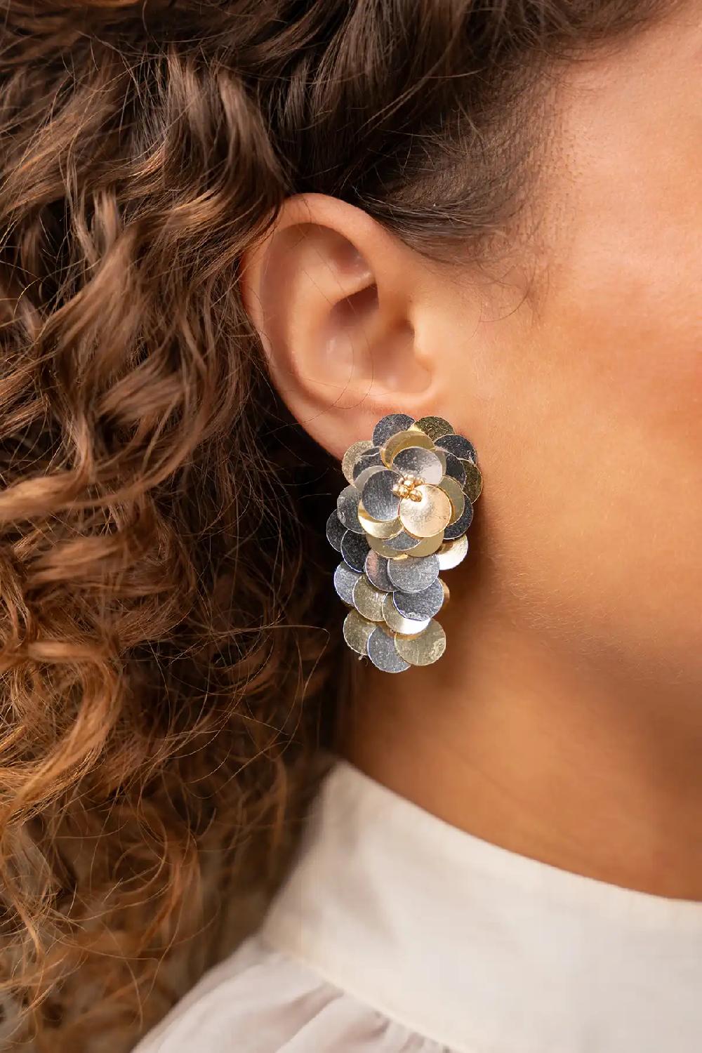 Lott. Gioielli Zilver Gouden Sequin Waterfall Oorbellen M