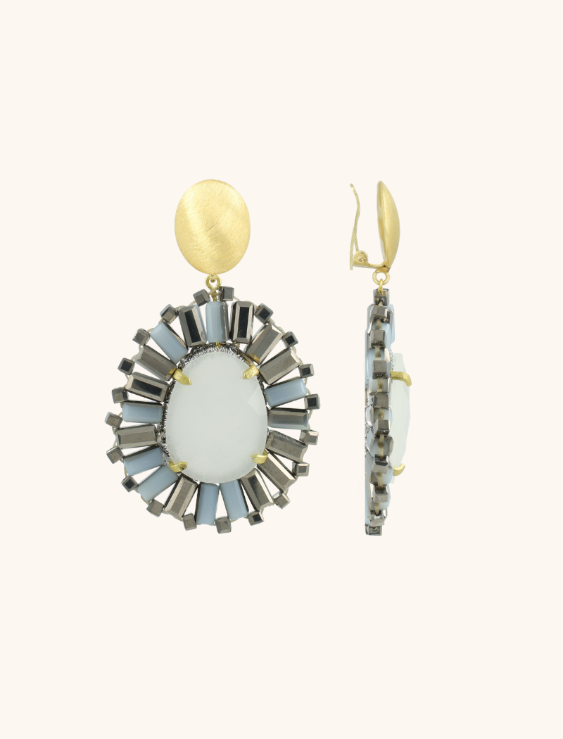 lott. gioielli Zilver Witte Oorbellen Esmee Druppel M Steen Clip