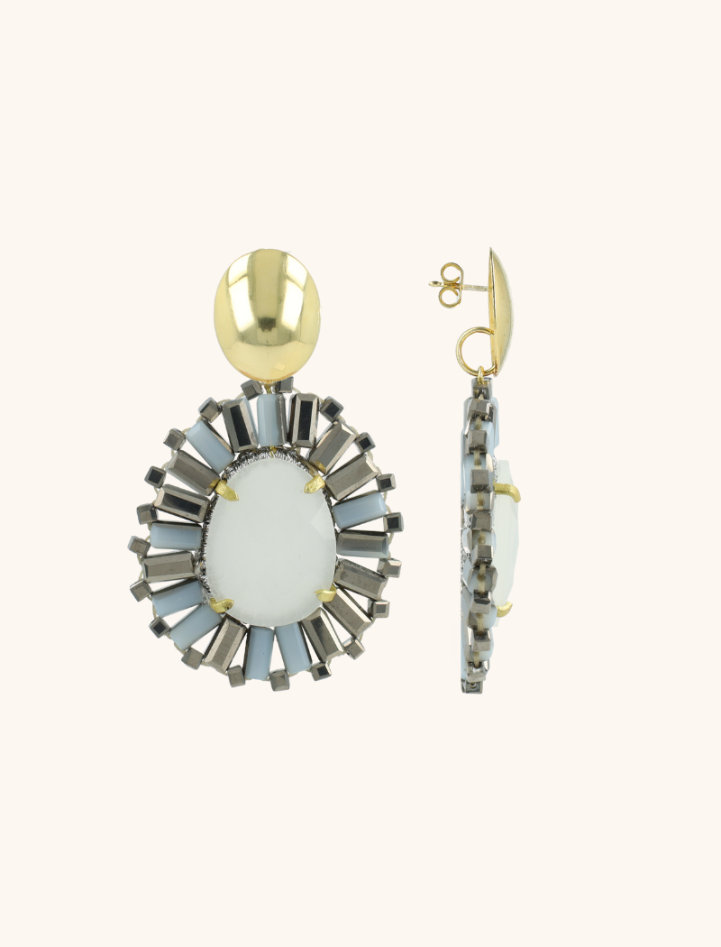 lott. gioielli Zilver Witte Oorbellen Esmee Druppel M Steen