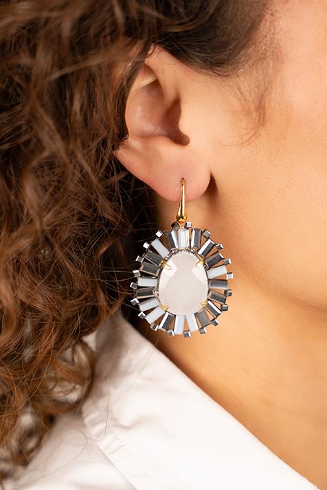 Lott. Gioielli Zilver Witte Oorbellen Esmee Druppel S Steen