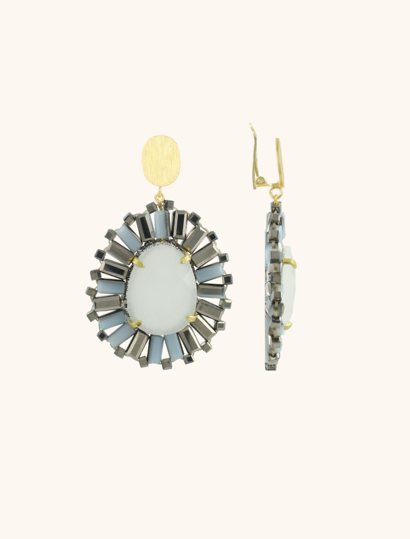 lott. gioielli Zilver Witte Oorbellen Esmee Druppel S Steen Clip