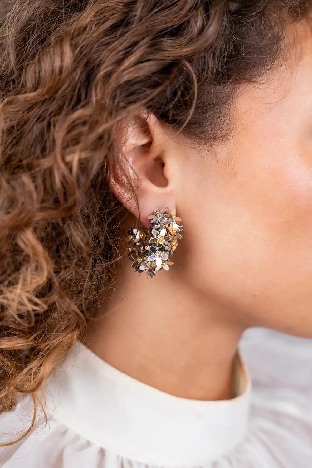 Lott. Gioielli Zilveren Flower Sequin Oorbellen Jasmijn Creool S