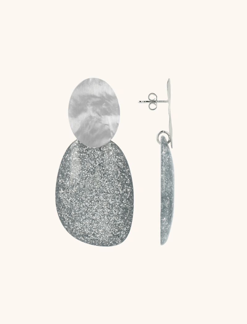 Lott. Gioielli Zilveren Glitter Oorbellen Aurora Ovaal L