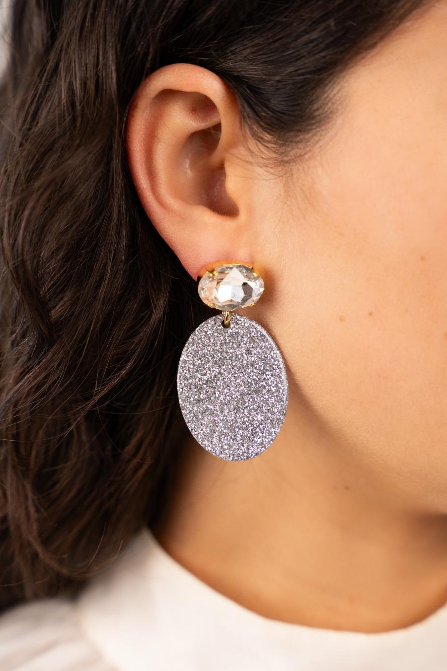 Lott. Gioielli Zilveren Glitter Oorbellen Celia Ovaal S