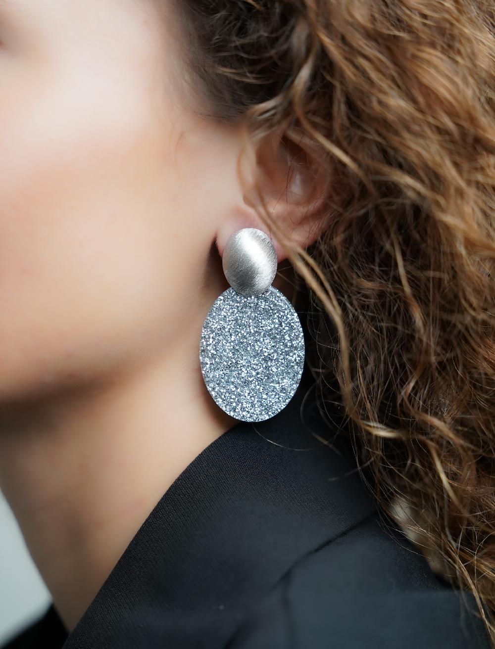 Lott. Gioielli Zilveren Glitter Oorbellen Celia Ovaal S