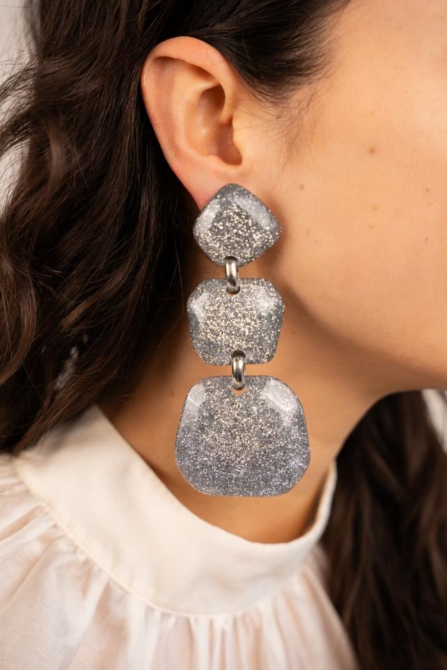 Lott. Gioielli Zilveren Glitter Oorbellen Lyra Triple Statement