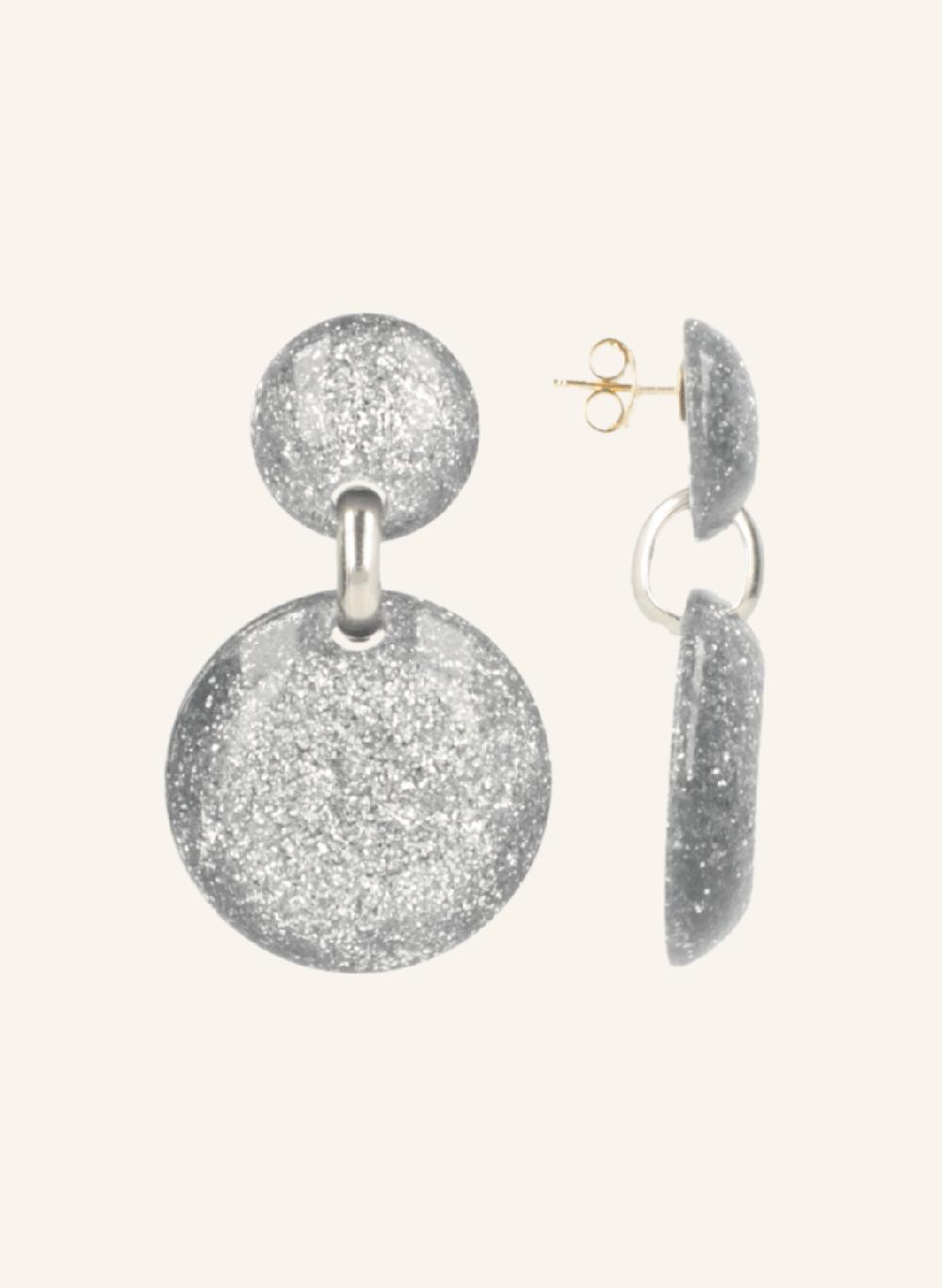 lott. gioielli Zilveren Glitter Oorbellen Xenia Rond Medium