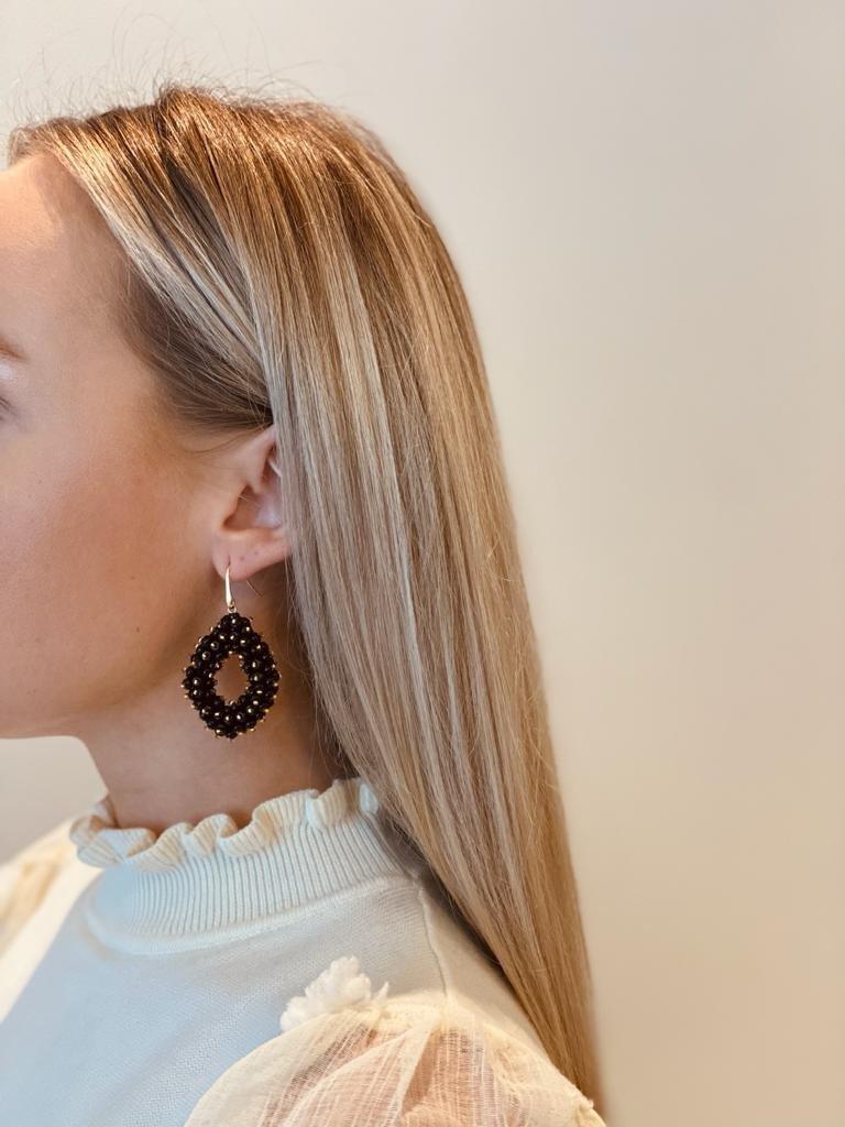 Lott. Gioielli Zwart Gouden Oorbellen Holly Double Stones Glassberry Ace L