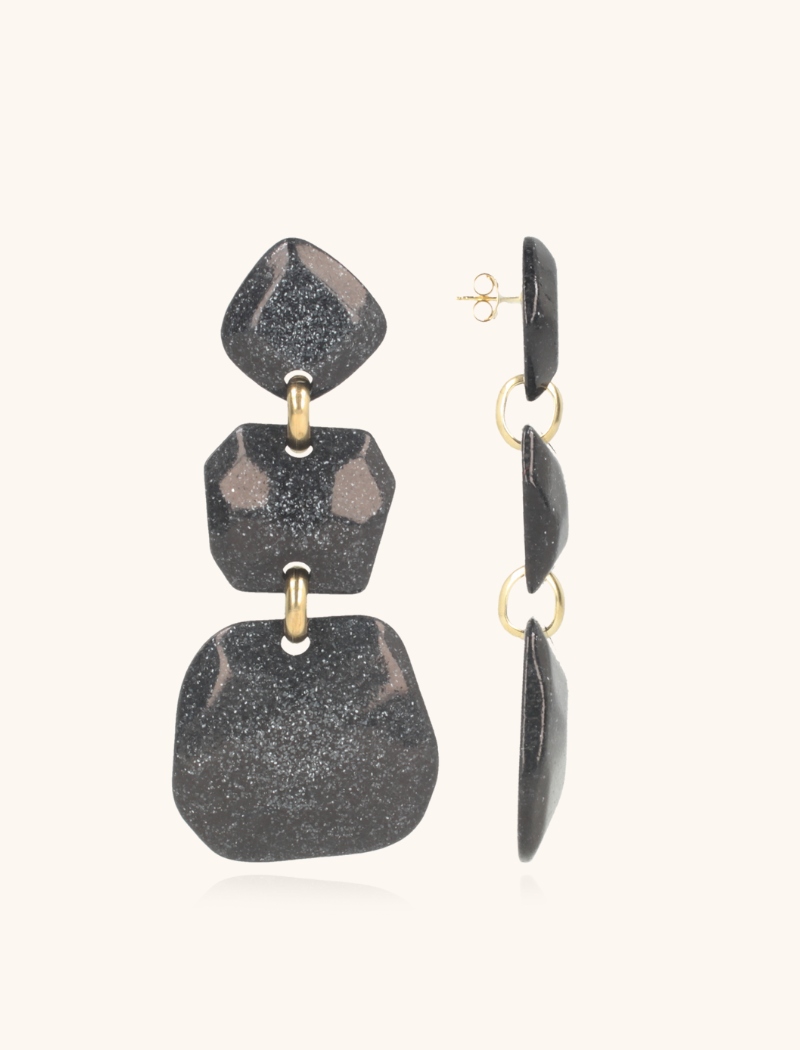 lott. gioielli Zwarte Glitter Oorbellen Lyra Statement