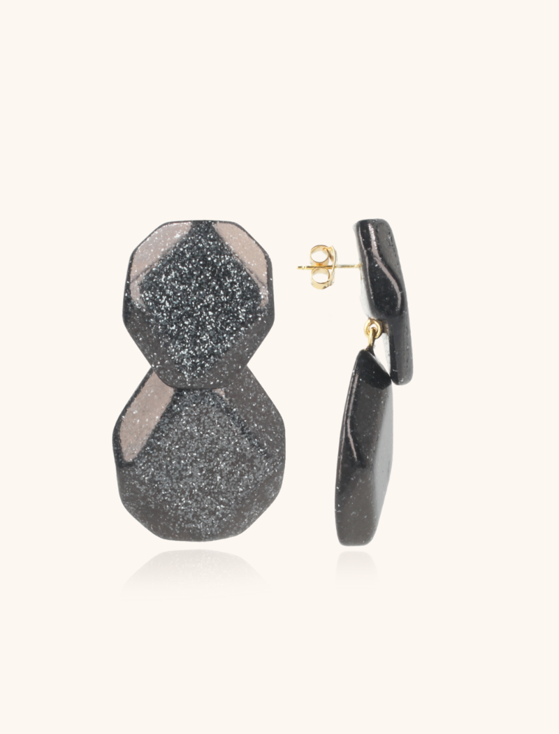 lott. gioielli Zwarte Glitter Oorbellen Zola Double M