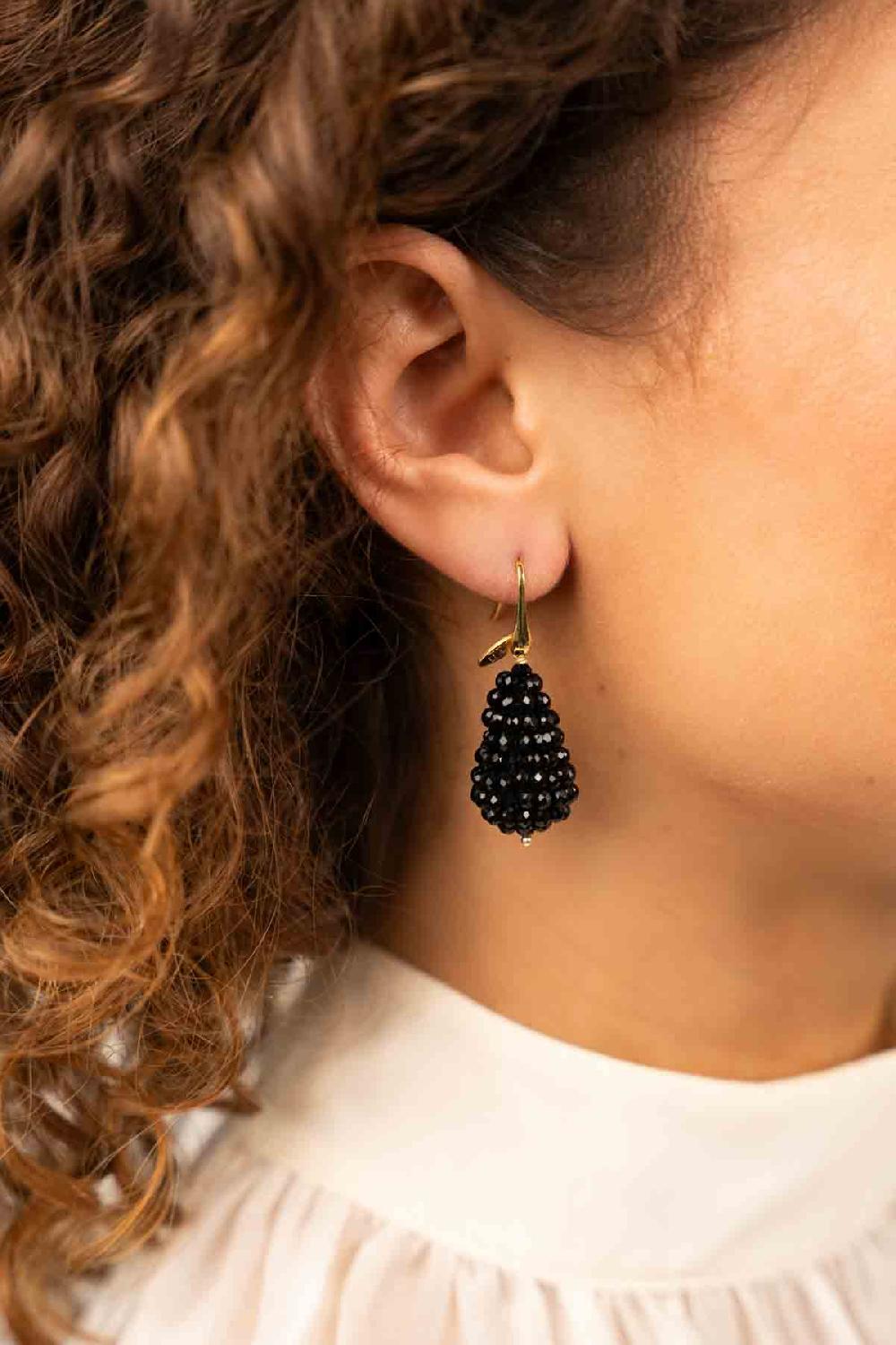 Lott. Gioielli Zwarte Oorbellen Beau Glassberry Cone XS