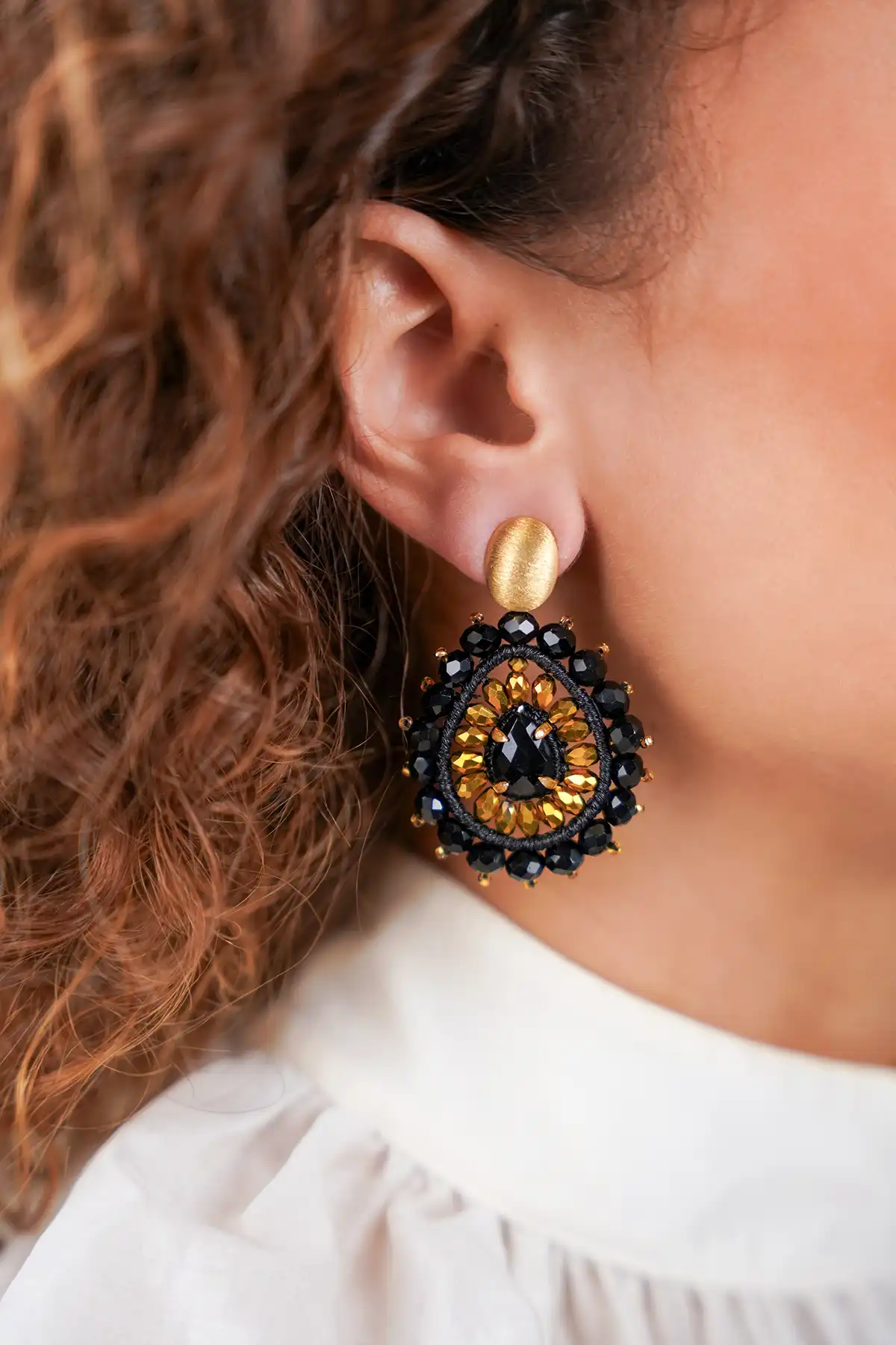 Lott. Gioielli Zwarte Oorbellen Berber Tigereye Druppel S